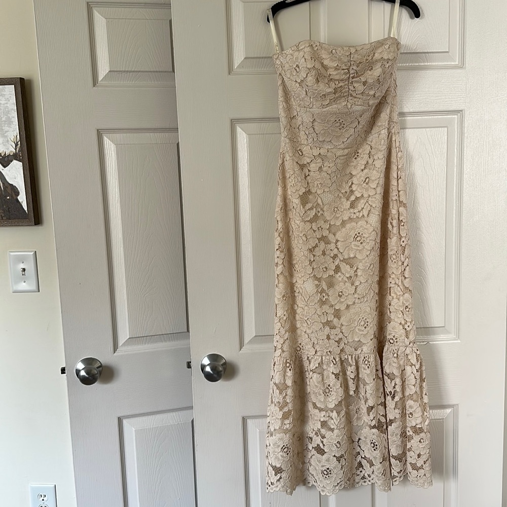 Shoshanna cream midi dress